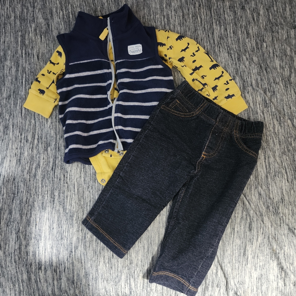 Carter's Navy and Yellow Dinosaur Themed Outfit